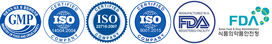 GMP, ISO 9001, ISO 22716, ISO 14004, FDA, and KFDA certified